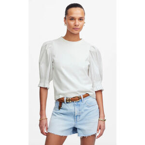 Madewell | NWT Puff-Sleeve Knit Top White | Sz L